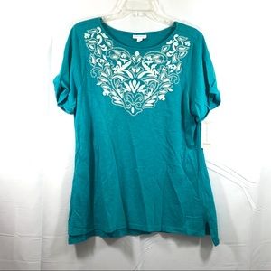 Charter Club Embroidered Top Size L K04